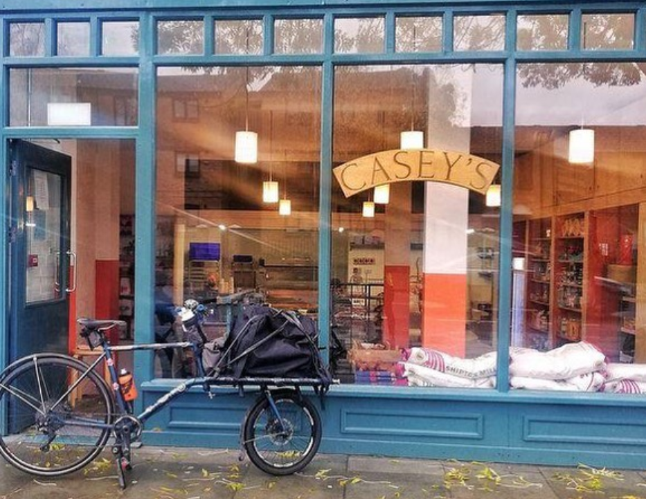 A bicycle outside Casey's shop in Clapton, East London.